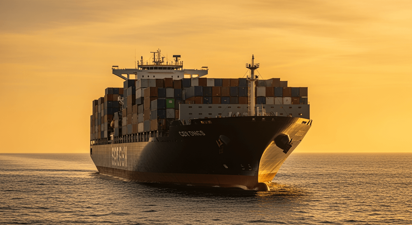 Container ship at golden sunset — Zalloco Industries global import export